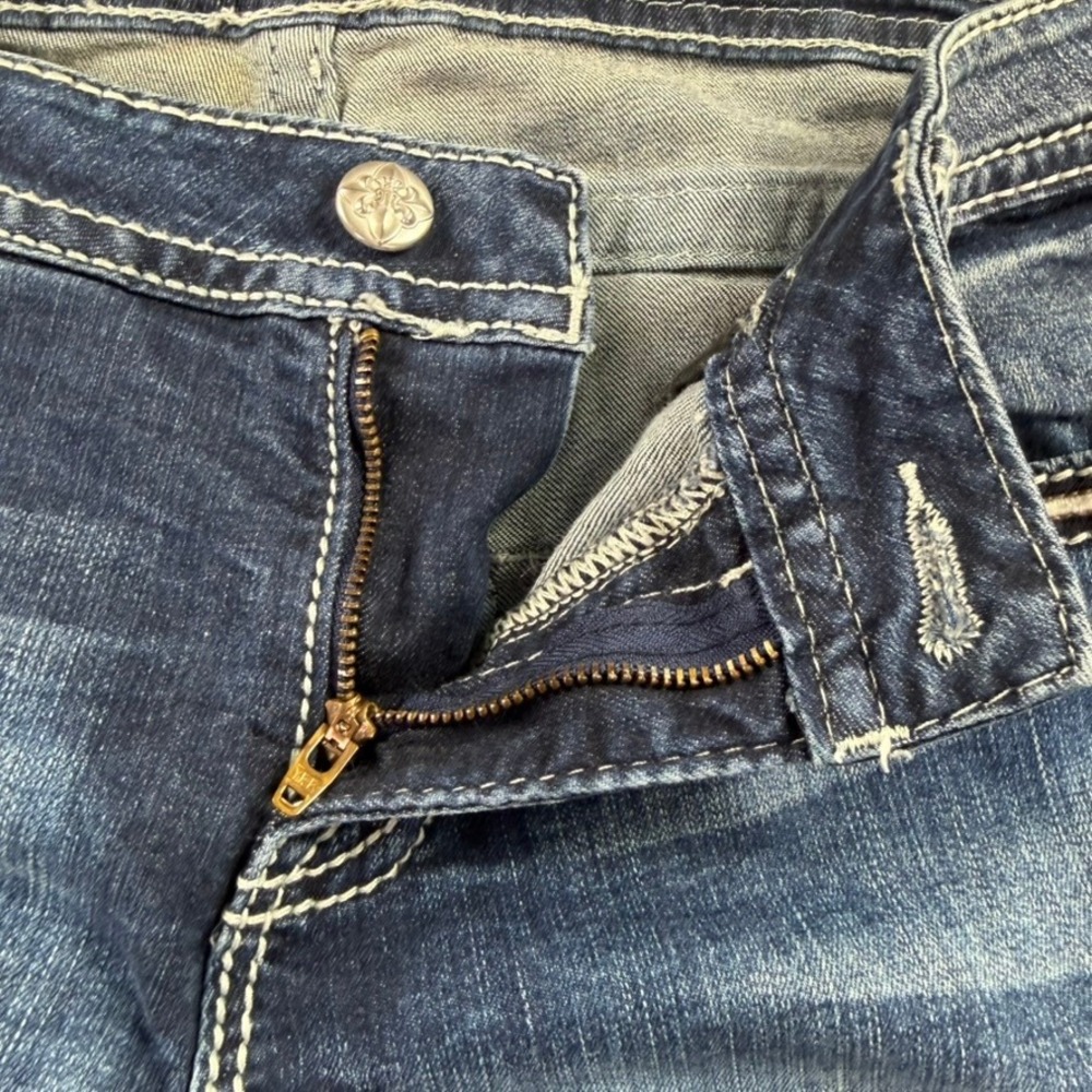 Miss Me Skinny Jeans Womens 31 Angel Wing Embroidered Back Pocket Dark Wash - Picture 3 of 15
